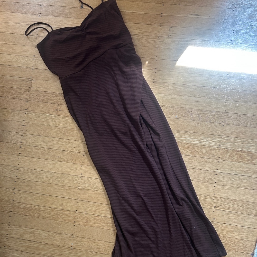 Reformation Brown Slip Dress Spaghetti Strap Sleeveless